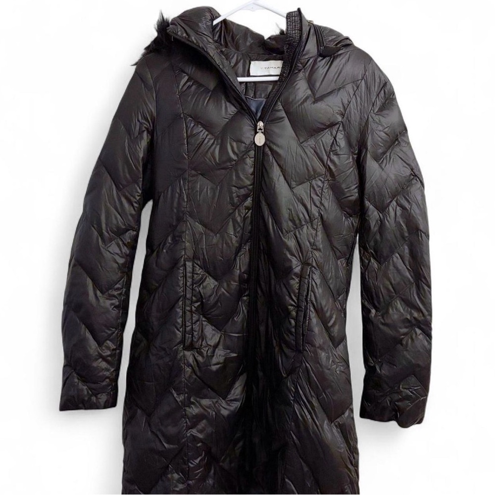 Tahari Black Quilted Puffer Jacket